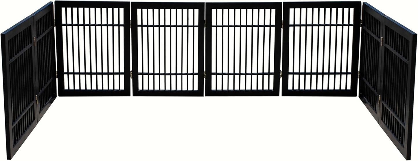 Urnporium Freestanding Wooden Dog Gate for Doorways – Foldable Acacia Wood Pet Gate, No Drill Portable Indoor/Outdoor Puppy Fence Barrier (White Pet Gate, 3 Panel 24" Tall)