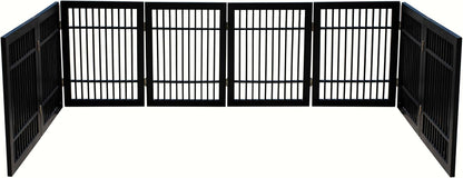 Urnporium Freestanding Wooden Dog Gate for Doorways – Foldable Acacia Wood Pet Gate, No Drill Portable Indoor/Outdoor Puppy Fence Barrier (White Pet Gate, 3 Panel 24" Tall)