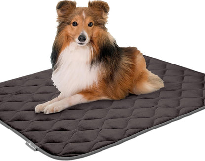 Paw Inspired Washable Padded Crate Mats for Dogs | 29” x 18” Pad, Fits 30-inch Kennels | Leakproof, Waterproof Bottom, Plush Pet Beds (Gray)
