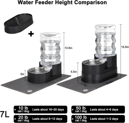 RIZZARI 8L Elevated Pet Water Dispenser – Stainless Steel Gravity Waterer with Auto-Refill Design for Medium and Large Dogs & Senior Pets -Comfortable Drinking Height for Living Rooms,Multi-Pet Homes