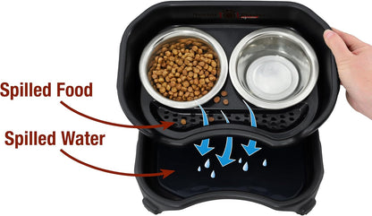 Neater Feeder Express Mess Proof Dog Bowls Elevated for Small Breeds under 15 Lb, Made in USA, No Spill Raised Dog Food Bowl Stand, Stainless Steel Food and Water Bowl Set, Feeding Station, Cappuccino