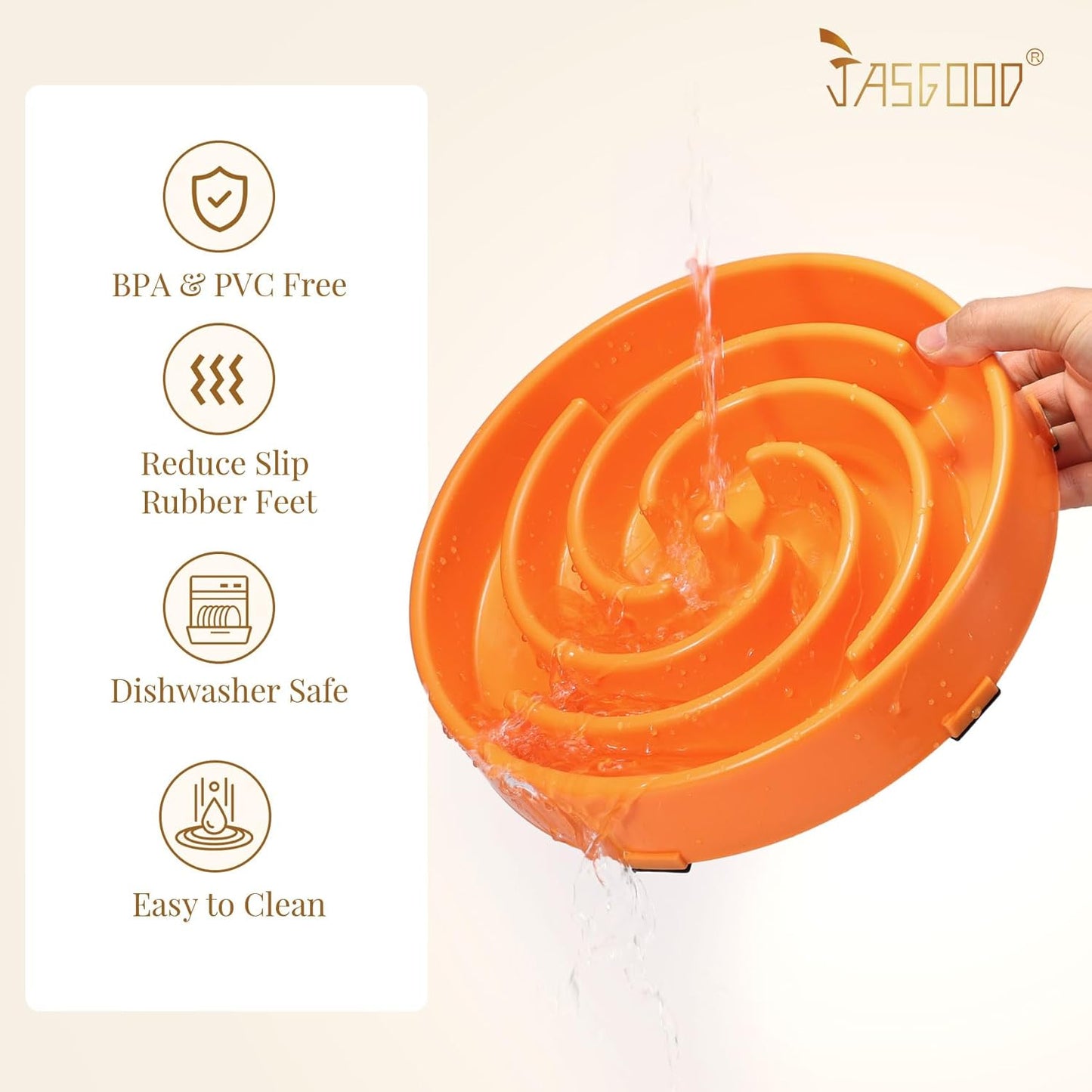 JASGOOD Slow Feeder Dogs Bowl for Large Medium Dogs,Anti-Gulping Pet Slower Food Feeding Bowls Stop Bloat,Preventing Choking