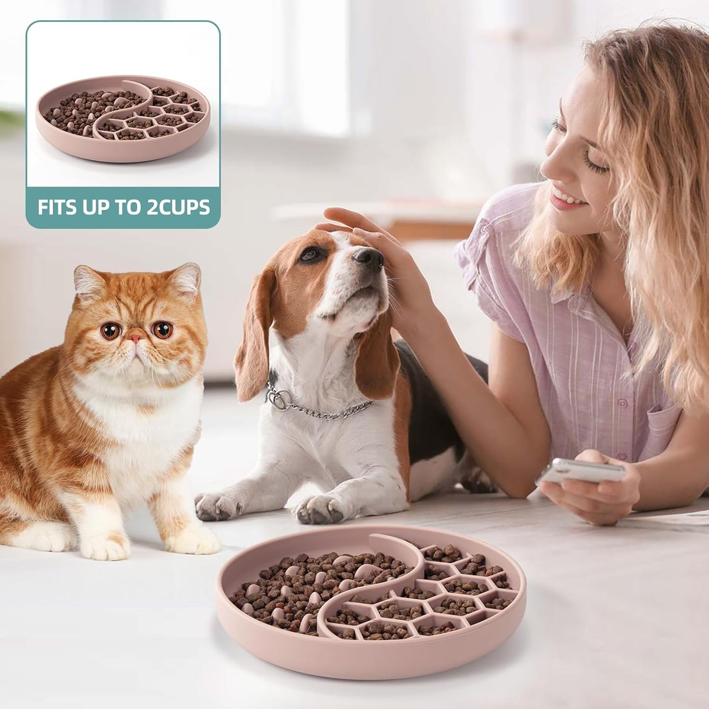 Slow Feeder Dog Bowls, Silicone Pet Food Bowls with Suction Cups, Non-Slip Dog Feeding Slow Down Pet Eating Speed for Fast Eaters, Anxiety Relief & Fun Added (Green)