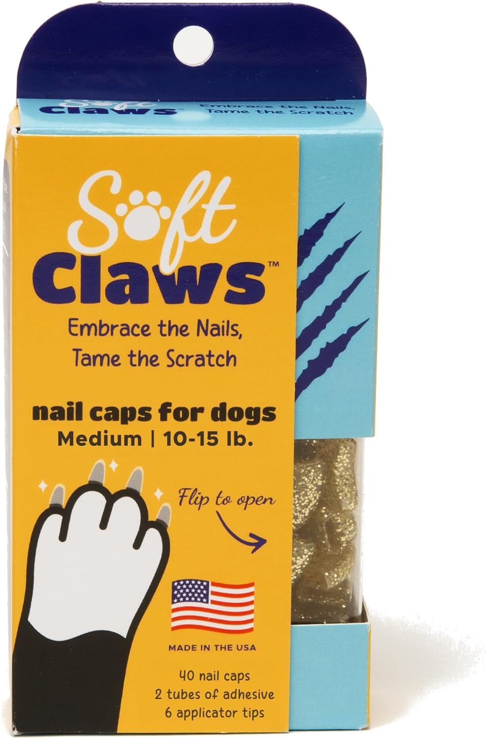 Soft Claws Nail Caps for Dogs with Non-Slip Design Made in USA - 40 Dog Nail Covers for Long-Lasting Protection of Floors and Furniture - Silver, XX-Large