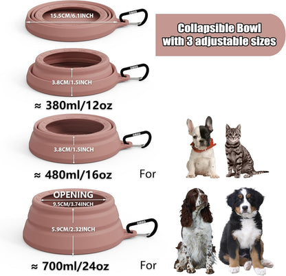 OHMO Spill Proof Collapsible Dog Water Bowl 24oz for Cars, No Splash Portable Bowls for Dog Travel, Dishwasher Safe, Pet Essentials for Road Trips, Cat Travel Accessories