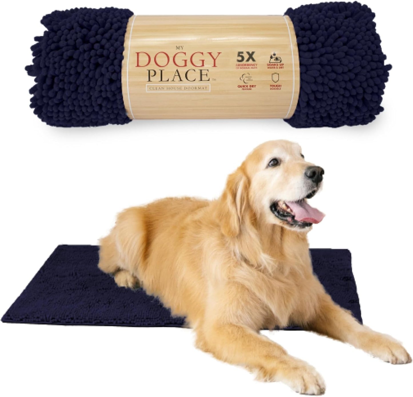 My Doggy Place Dog Mud Mat, 36"x26" Ash – Thick Microfiber Entry Rug for Snow, Mud & Salt – Absorbent, Quick-Dry, Washer-Safe & Non-Slip, Large