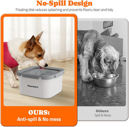 Pawtners All Stainless Steel Dog Water Bowl No Spill,135oz Anti-Splash Dog Bowl with Non-Slip Base, Spill Proof for Medium Large Messy Drinkers, Slow Drinking, Slobber Stopper,Easy to Clean