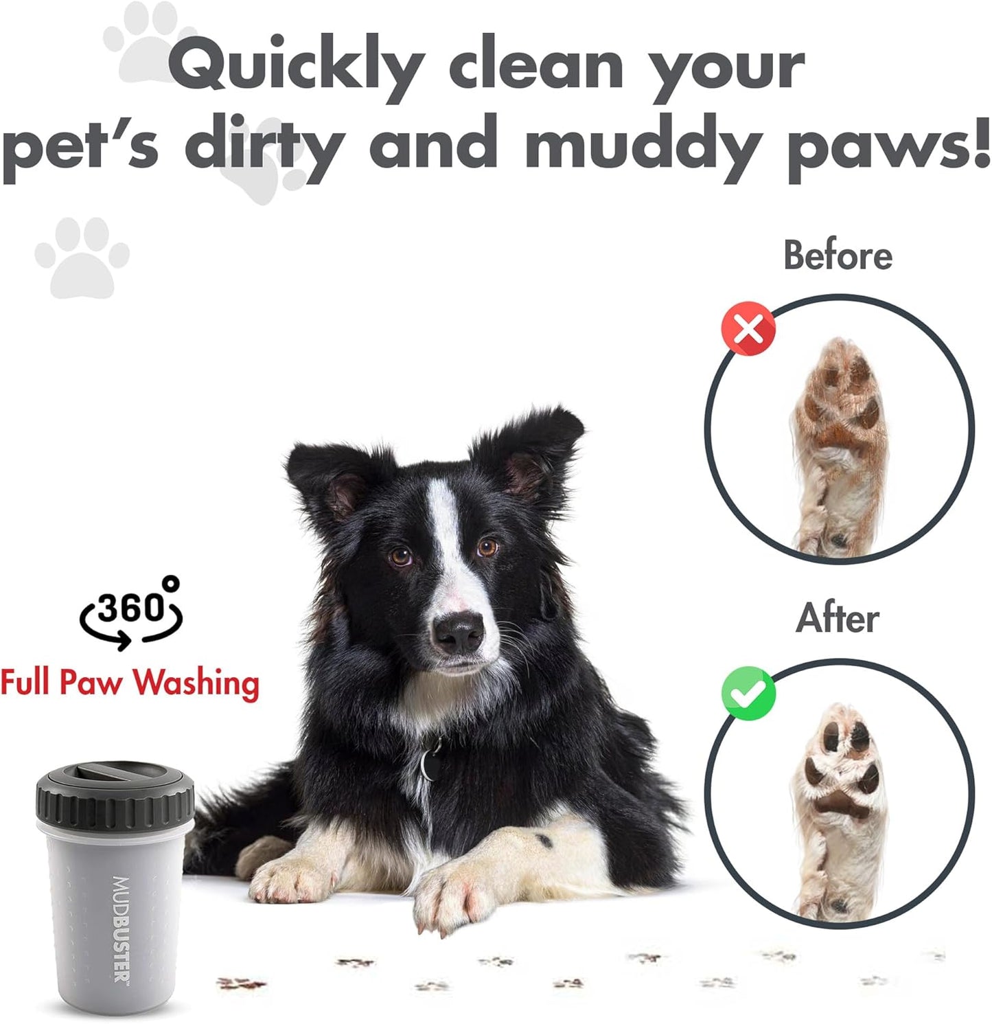 Dexas MudBuster Medium Dog Paw Cleaner in Fuchsia - Fits 1.5"-2.5" Wide Paws, Portable Paw Washer for Muddy Paws, Dog Paw Cleaning Cup with Gentle Silicone Bristles, Quick Clean Pet Paw Washer