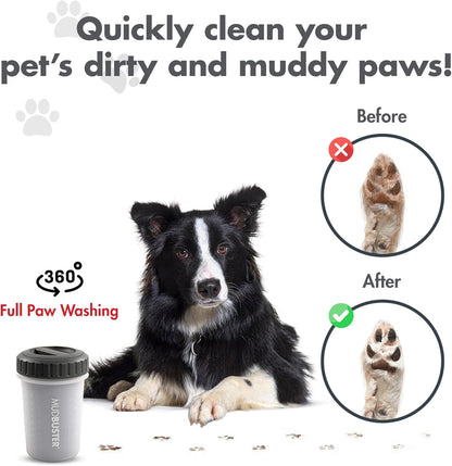 Dexas MudBuster Medium Dog Paw Cleaner in Fuchsia - Fits 1.5"-2.5" Wide Paws, Portable Paw Washer for Muddy Paws, Dog Paw Cleaning Cup with Gentle Silicone Bristles, Quick Clean Pet Paw Washer