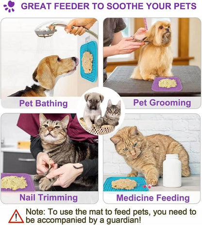 Azyh Licking Mat for Dogs & Cats 2 Pack, Slow Feeder Lick Pat for Large Dogs and Puppies, Anxiety Relief Dog Toys Feeding Mat for Butter Yogurt Peanut, Pets Bathing Grooming Training Mat (9.9'' × 6'')