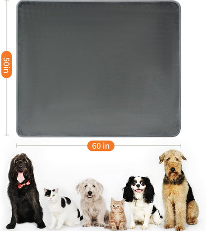 Waterproof Dog Blankets Pet Blanket 50"x60", Soft Fluffy Sofa Car Bed Protector, Reversible Sherpa Fleece Dog Blanket for Large Dogs (Dark Grey-Paws)