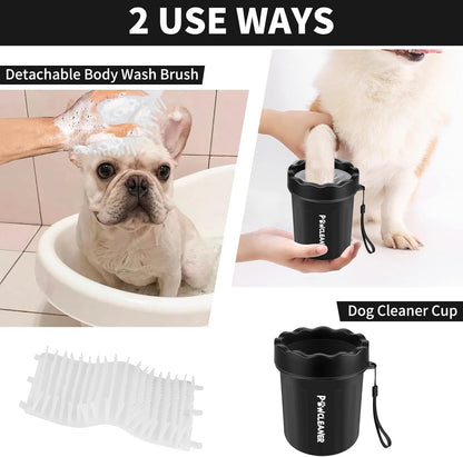 Professional 7 in 1 Dog Paw Cleaner for Dogs & Cats - Includes 1 Portable Paw Washer, 1 Bath Brush, 2 Dog Toothbrushes and 3 Absorbent Towels Note: Fits Paws up to 2 Inches Wide (Small, Blue)
