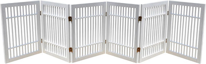 Urnporium Freestanding Wooden Dog Gate for Doorways – Foldable Acacia Wood Pet Gate, No Drill Portable Indoor/Outdoor Puppy Fence Barrier (White Pet Gate, 3 Panel 24" Tall)