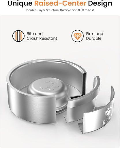 Qiuma Slow Feeder Dog Bowls Stainless Steel, Food-Grade 304 Dog Slow Feeder Bowl 2 Cups Capacity, Heavy Duty Double-Layer with Non-Slip Base, Pet Puzzle Bowl for Small & Medium Dogs (Black)