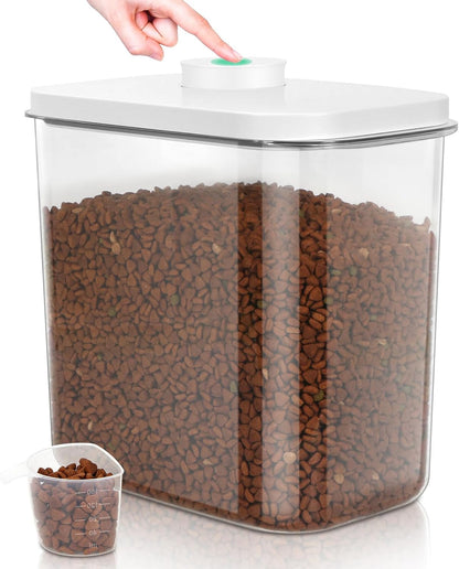 TBMax Dog Cat Food Storage Container 6-8 Lbs with Easy-Carrying Handles, Stackable Pet Food Dog Treat Container with Pop Up Lids, Airtight Food Storage Bin for Kitchen Organization