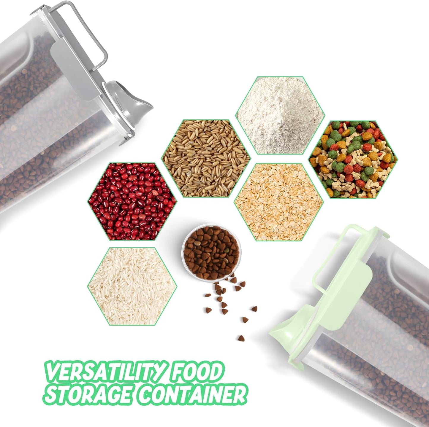 LEAWALK 5-7Lbs Dog Cat Food Storage Container with Upgraded Large Nozzle BPA-free, 4 Snap Seals Plastic Pet Food Storage Containers with Handles are Easy to Clean and Carry