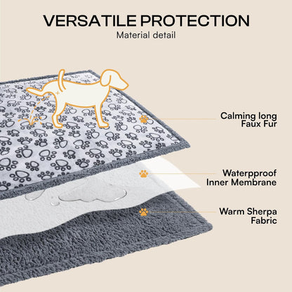 Luciphia Waterproof Pet Blankets for Couch Sofa Bed Cover Cat Liquid Pee Proof Washable Soft Fluffy Large Dog Blanket Reversible Furniture Protection Puppy Grey Paw Thicken Small（40" x 28"）