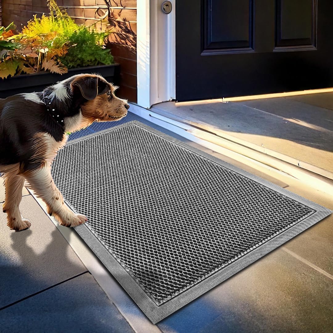 Muddy Mat® Meshy Mat™ Door Mat Heavy-Duty Quick-Dry Floor Mat, Sand & Dirt Trapper for Indoor & Outdoor, Ideal for Entrance, Mudrooms,Patios & Garages,Low-Profile,Non-Slip,Washable– Black 17"x30"x0.4"