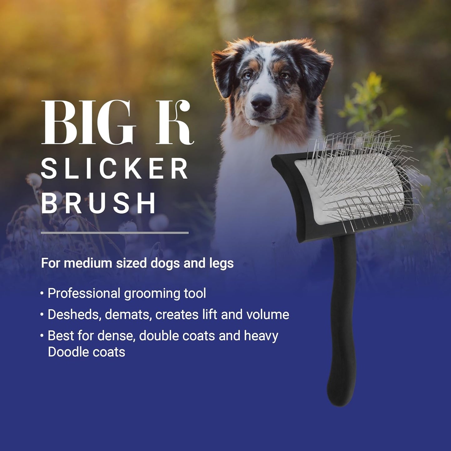 Chris Christensen Big G Dog Slicker Brush for Dogs (Goldendoodles, Labradoodles, Poodles), Groom Like a Professional, Fluff Detangle Style, Saves Time Energy, Teal, Large