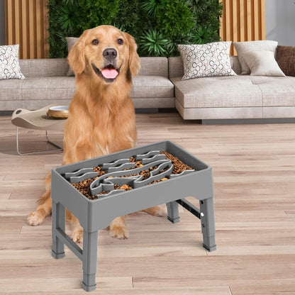 Elevated Slow Feeder Dog Bowls, 9 Cups Raised Dog Slow Feeder Bowls Large Breed with 4 Adjustable Heights Pet Food bowl Stand, Non Slip Anti Gulping sow eating dog bowl for Medium & Large Breed