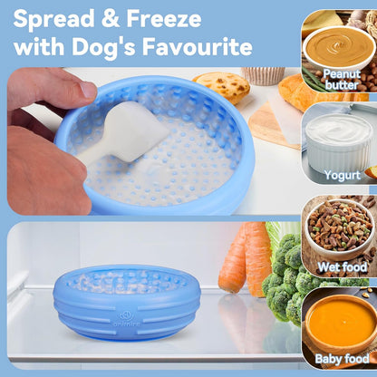 Dog Lick Bowl, Animire Freeze Lick Mat for Dogs, Non-Slip Slow Feeder Licking Bowl Enrichment Treat for Distraction Anxiety Relief, Food Grade Silicone, Dishwasher Safe(Pastel Purple,S)