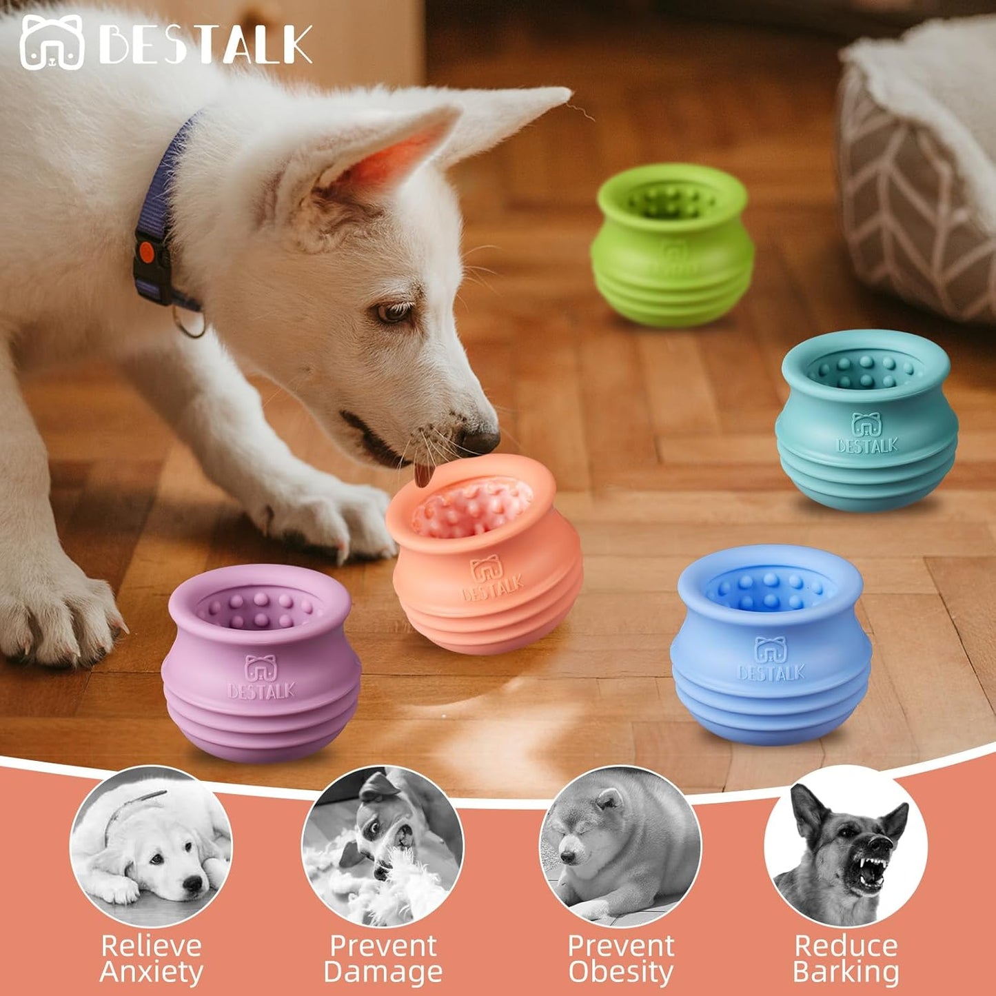 Dog Enrichment Treat Toy, Long-Lasting Wobbly Interactive Freeze Lick Toys for Dogs, Stuffable Puzzle Feeder Toy for Boredom, Silicone Treat Dispensing Chew Toy (Baby Blue,S)
