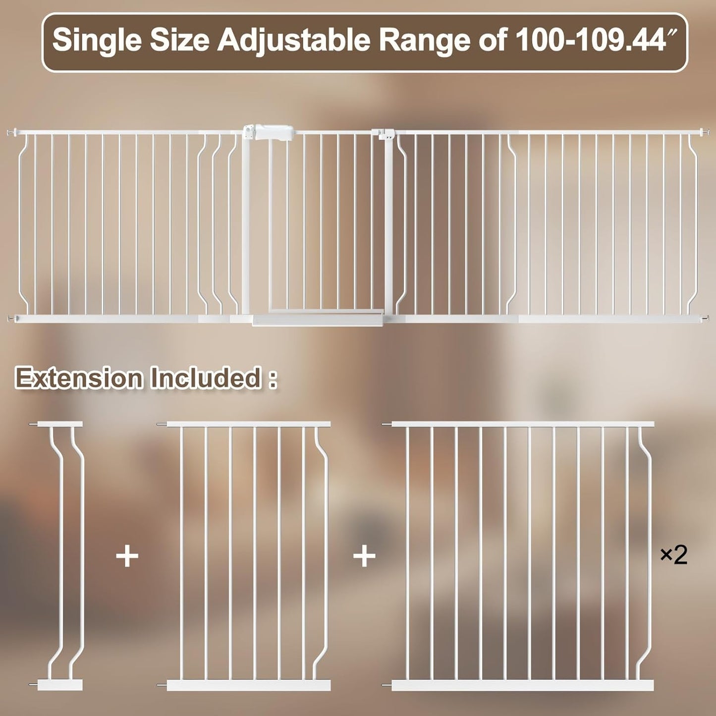 WAOWAO Baby Gate 71.65-85.03" Extra Wide Pressure Mounted Walk Through Swing Auto Close Safety Metal Black Toddler Kids Child Dog Pet Puppy for Stairs,Doorways,Kitchen