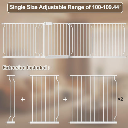 WAOWAO Baby Gate 71.65-85.03" Extra Wide Pressure Mounted Walk Through Swing Auto Close Safety Metal Black Toddler Kids Child Dog Pet Puppy for Stairs,Doorways,Kitchen