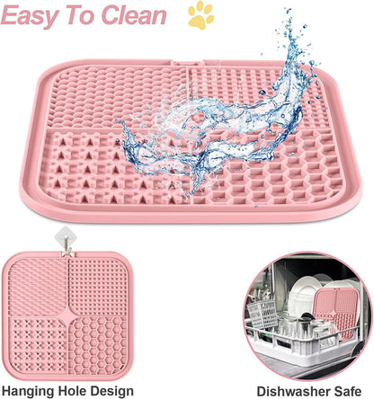 LUKITO Lick Mat for Dogs & Cats 2 Pack with Suction Cups, Dog Lick Mat for Anxiety Relief, Dog Toys to Keep Them Busy, Peanut Butter Licking Pad for Boredom Reducer, Perfect for Bathing Grooming