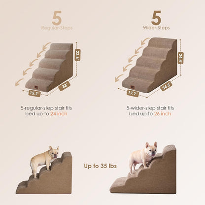 EHEYCIGA Curved Dog Stairs Ramp for High Beds 19.7" H, 4-Step Dog Steps for Small Dogs and Cats, Pet Stairs for High Bed Climbing, Non-Slip Balanced Pet Step Indoor, Grey
