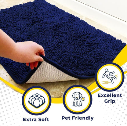 Muddy Mat® Pack of 3 Highly Absorbent Microfiber Dog Door Mat and Pet Rug, Non Slip Thick Washable Area Mat Soft Chenille for Kitchen Bathroom Bedroom and Outdoor - Beige Small, Medium & Large