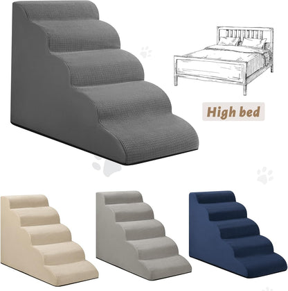 Aodisman 3-Step Dog Ramp and Stairs for Sofa and Chair - Non-Slip Sturdy Pet Steps for Small Dogs and Cats,15.7" H,Grey