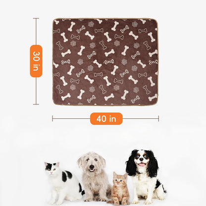 Waterproof Dog Blankets Pet Blanket 50"x60", Soft Fluffy Sofa Car Bed Protector, Reversible Sherpa Fleece Dog Blanket for Large Dogs (Dark Grey-Paws)