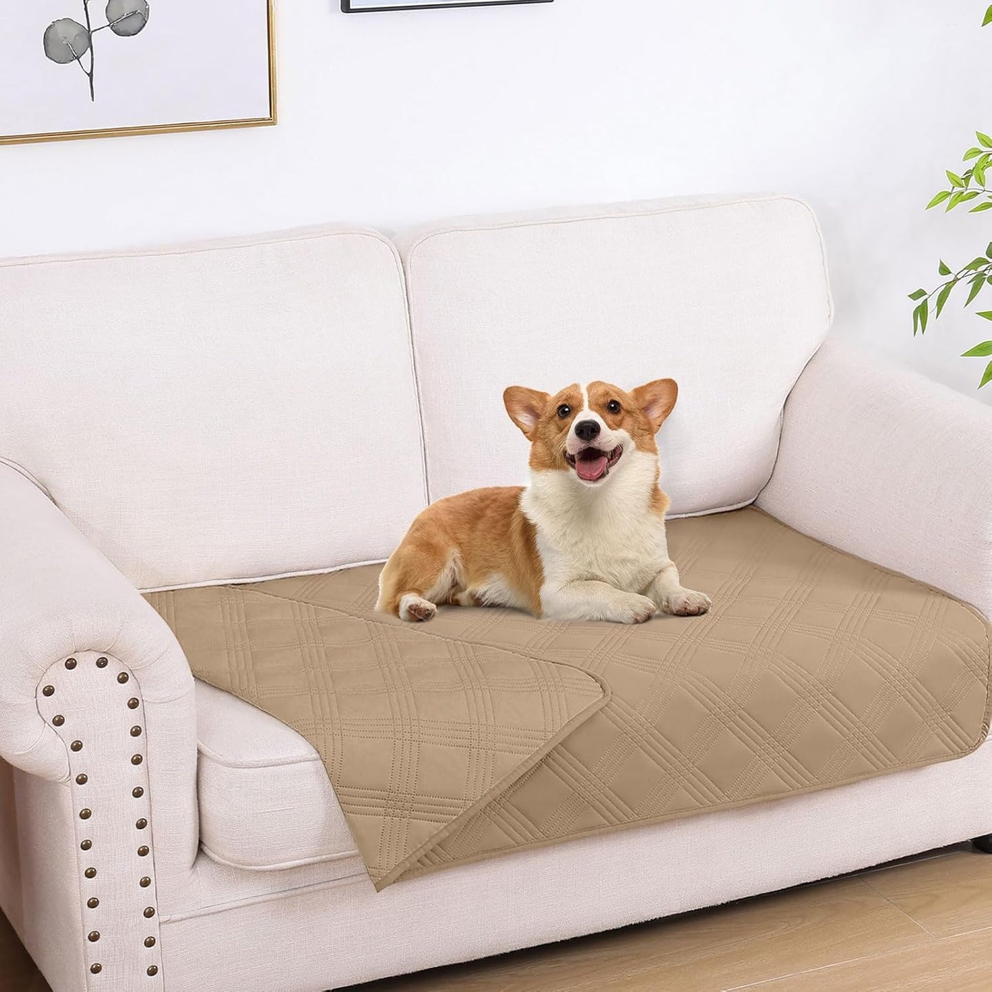 hyha Waterproof Dog Bed Blanket, Soft Pet Blankets, Waterproof Couch Cover for Dogs, Reversible Sofa Covers Washable for Furniture (30x70 Inch, Taupe/Beige)