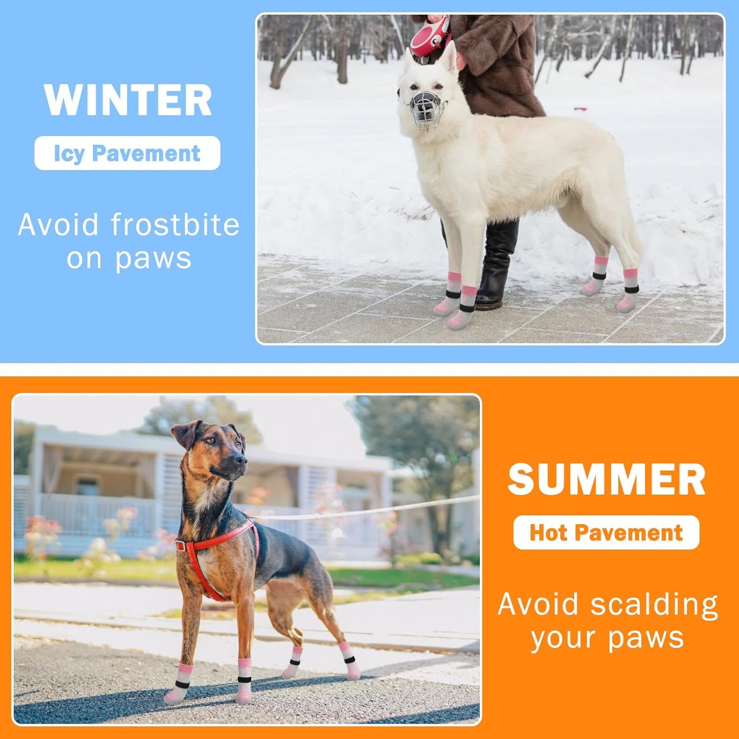 SCENEREAL 6Pcs Anti Slip Dog Socks to Prevent Licking Paws for Hot/Cold Pavement, Dog Grippy Socks for Hardwood Floors, Dog Shoes for Boots & Paw Protectors for Puppy Small Medium Large Senior Dogs