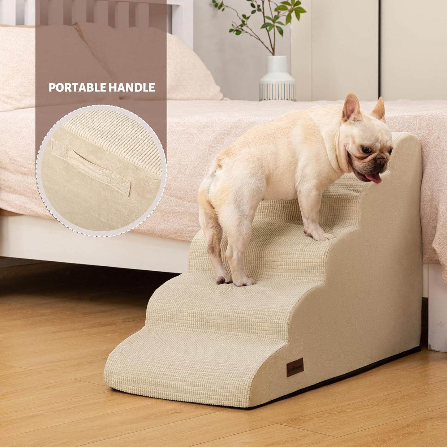 Aodisman 3-Step Dog Ramp and Stairs for Sofa and Chair - Non-Slip Sturdy Pet Steps for Small Dogs and Cats,15.7" H,Grey