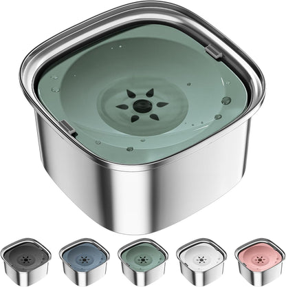 UPSKY 3L Dog Water Bowl 101oz Stainless Steel No Spill Large Capacity Dog Food Water Bowl Slow Water Feeder, Spill Proof Pet Water Dispenser Vehicle Carried Travel Water Bowl