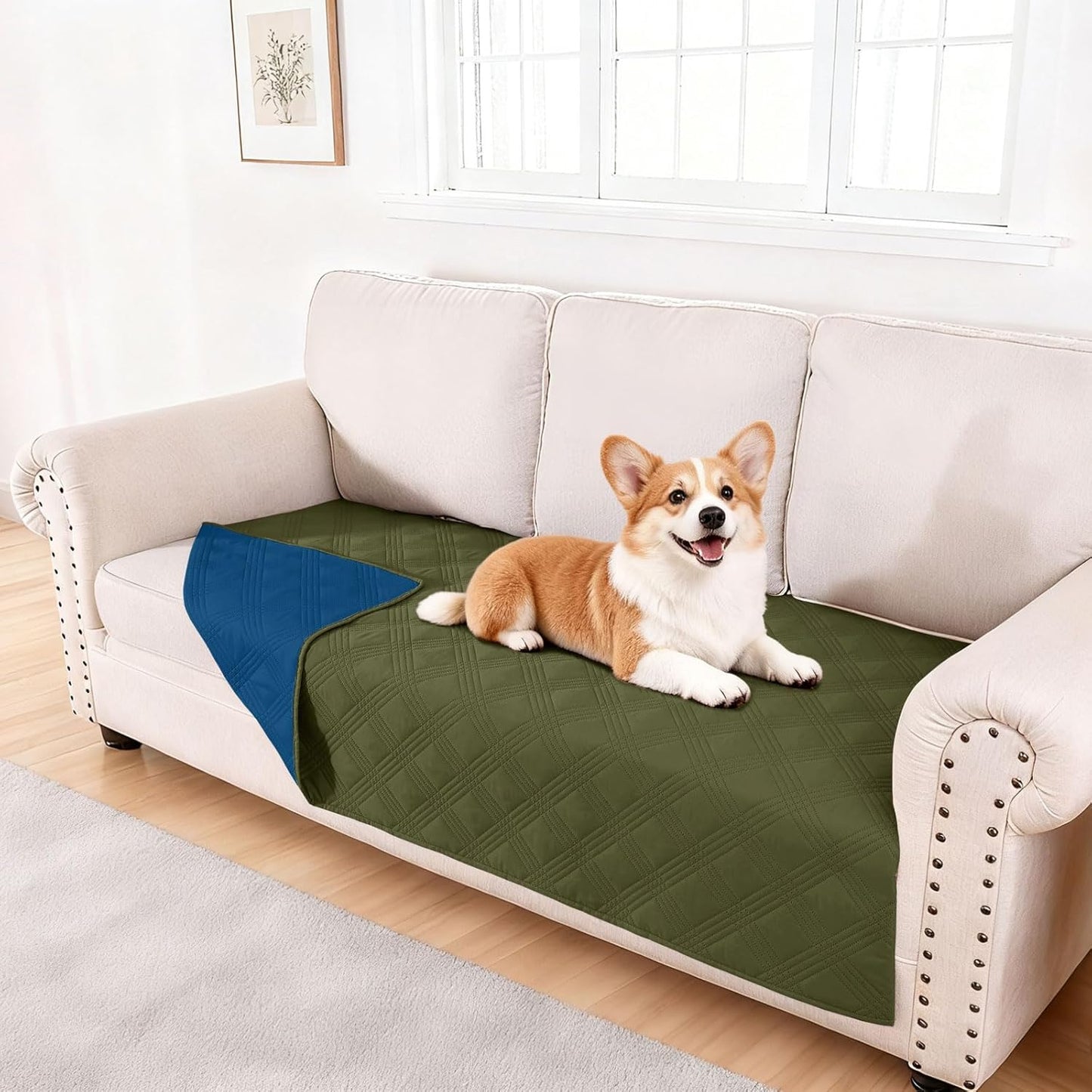hyha Waterproof Dog Bed Blanket, Soft Pet Blankets, Waterproof Couch Cover for Dogs, Reversible Sofa Covers Washable for Furniture (30x70 Inch, Taupe/Beige)