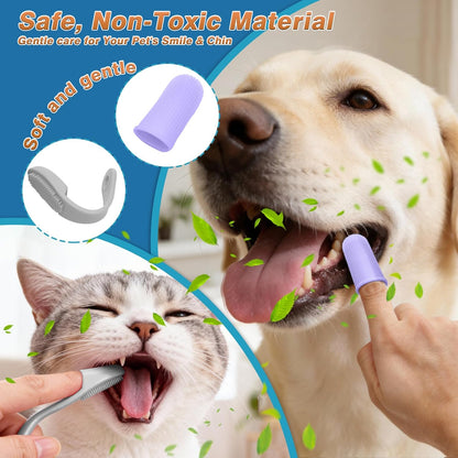 7PCS Dog Washing Gloves | Dog Bath Brush | Storage Bag | Dog Finger Toothbrush for Short & Long Haired Dogs & Cats | Efficient Deshedding Bathing & Massaging, Suitable for Pets (Sage Green)