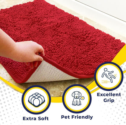 Muddy Mat® Pack of 3 Highly Absorbent Microfiber Dog Door Mat and Pet Rug, Non Slip Thick Washable Area Mat Soft Chenille for Kitchen Bathroom Bedroom and Outdoor - Beige Small, Medium & Large