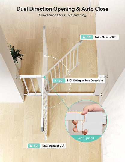 COMOMY 36" Extra Tall Baby Gate for Stairs and Doorways - Fits 29.5" to 48.8" Wide Openings, Auto Close Extra Wide Dog Gate for House, Pressure Mounted Easy Walk Through Pet With Door, Black
