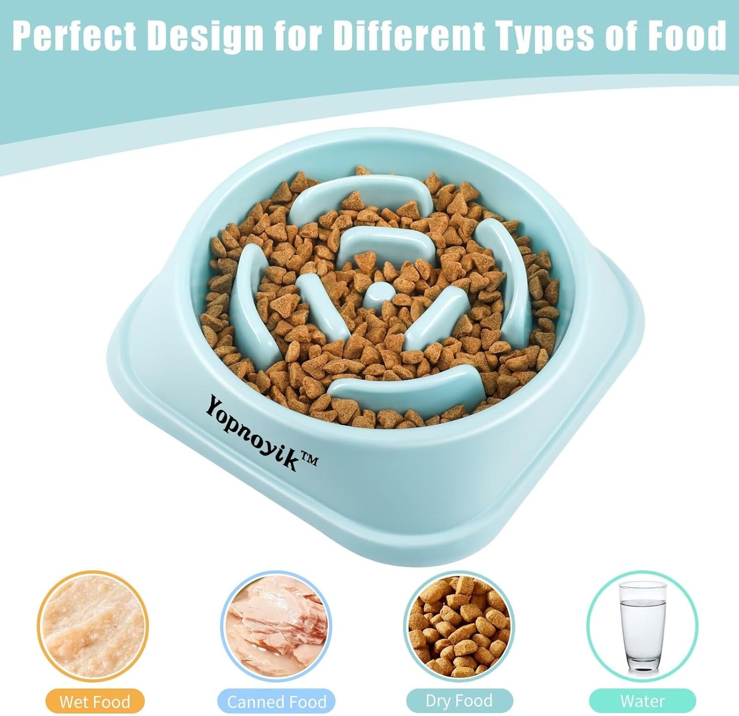 2 Pack Slow Feeder Dog Bowls for Healthy Eating, Non-Slip and Anti-Choking Design, Reduces Bloating & Overeating for Medium Dogs and Cats, Easy to Clean