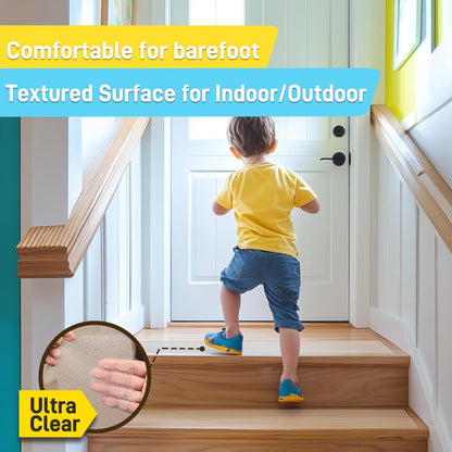 LifeGrip Outdoor Stair Treads Non-Slip 12 Pack, 6"x32" Waterproof Grip Tape for Wooden Steps, Deck, Porch - 80-Grit Adhesive Strips for Dogs, Kids & Elderly Safety