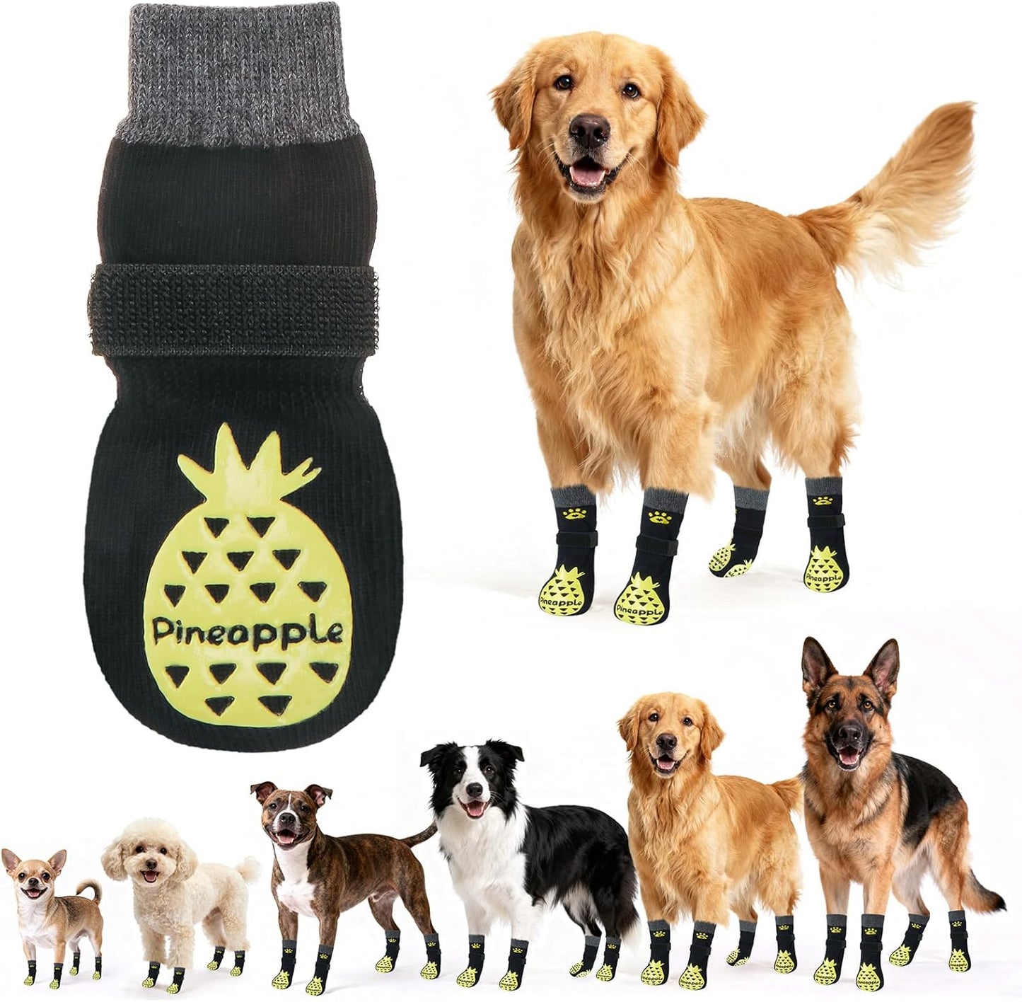 BEAUTYZOO Anti Slip Dog Socks to Prevent Licking Paws, Dog Shoes for Cold Winter Snow, Double Sides Dog Boots & Paw Protectors Booties for Hardwood Floors with Grippers Large Medium Small Senior Dogs