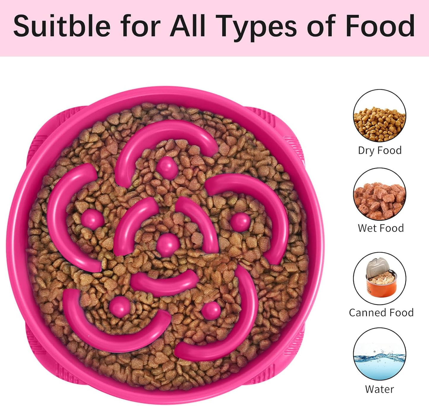 MateeyLife Slow Feeder Dog Bowls 2PCS, Anti-Choking Puzzle Dog Food Bowls, Anti-Slip Interactive Feeding Slow Down Eating, Bloat Stop Maze Dishes for Medium Breeds Pink&Purple