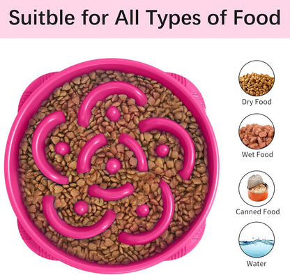 MateeyLife Slow Feeder Dog Bowls 2PCS, Anti-Choking Puzzle Dog Food Bowls, Anti-Slip Interactive Feeding Slow Down Eating, Bloat Stop Maze Dishes for Medium Breeds Pink&Purple
