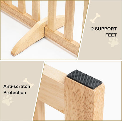 36" Height Extra Tall Freestanding Pet Gate, Solid Wood Folding Safety Fence Wooden Dog Gate with 2 PCs Support Feet Ideal for Stairs, Doorways, Halls, Kitchens, Heavy Duty Gates, 3 Panels, Oak