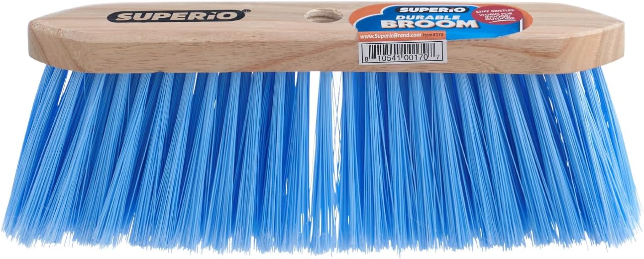Superio Kitchen and Home Horsehair Broom With Wood Handle, Fine Premium Bristles - Heavy Duty Household Broom Easy Swiping Dust And Wisp Floors And Corners , 12" sweeping head