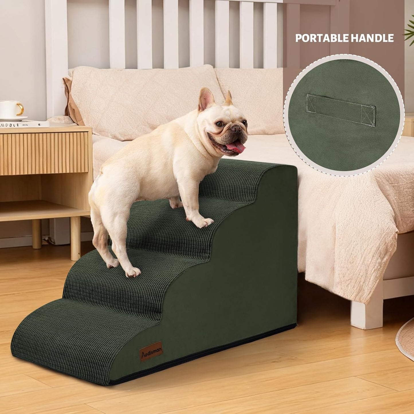 Aodisman 3-Step Dog Ramp and Stairs for Sofa and Chair - Non-Slip Sturdy Pet Steps for Small Dogs and Cats,15.7" H,Grey