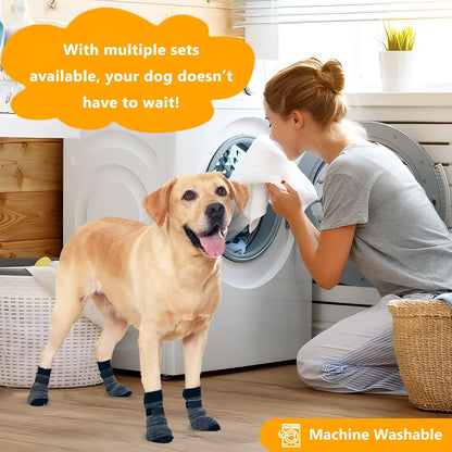 Dog Socks 12 Pack to Prevent Licking Paws, Anti Slip Dog Booties and Paw Protectors for Hardwood Floors Hot Pavement, Suitable for Small Medium Large Senior Dogs - Size Medium